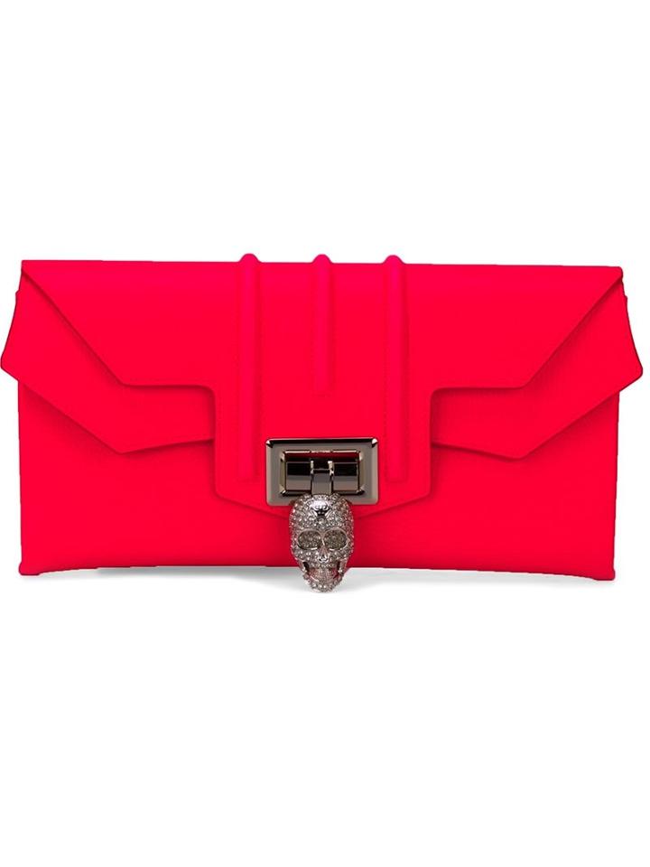 Philipp Plein Neon Highway Clutch, Women's, Pink/purple, Calf Leather