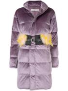 Tu Es Mon Trésor Feather Belt Velours Down Coat - Purple