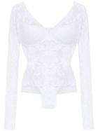 Amir Slama Long Sleeved Lace Bodysuit - White
