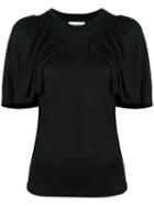 Facetasm Gathered Detail T-shirt, Women's, Size: 2, Black, Cupro/tencel