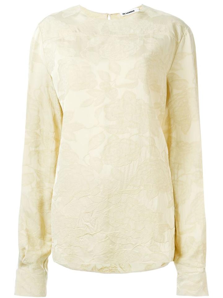 Jil Sander Floral Jacquard Blouse, Women's, Size: 38, Nude/neutrals, Silk/viscose