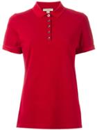 Burberry Check Trim Stretch Cotton Polo Shirt - Red