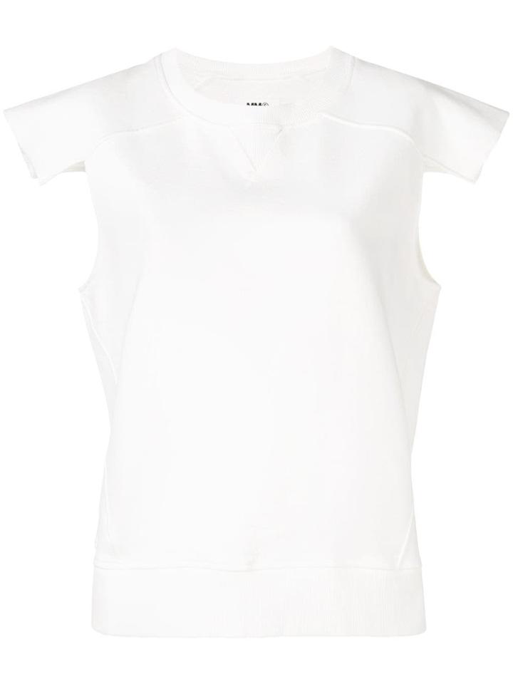 Mm6 Maison Margiela Asymmetric Sleeve T-shirt - White