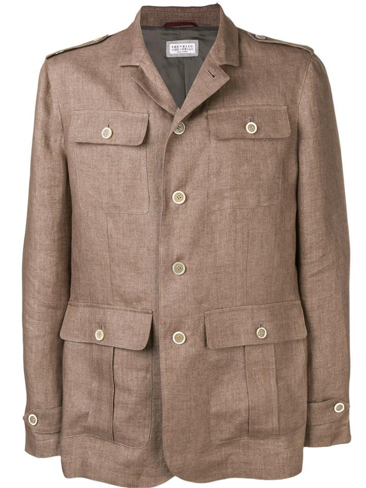 Brunello Cucinelli Buttoned Military Jacket - Neutrals