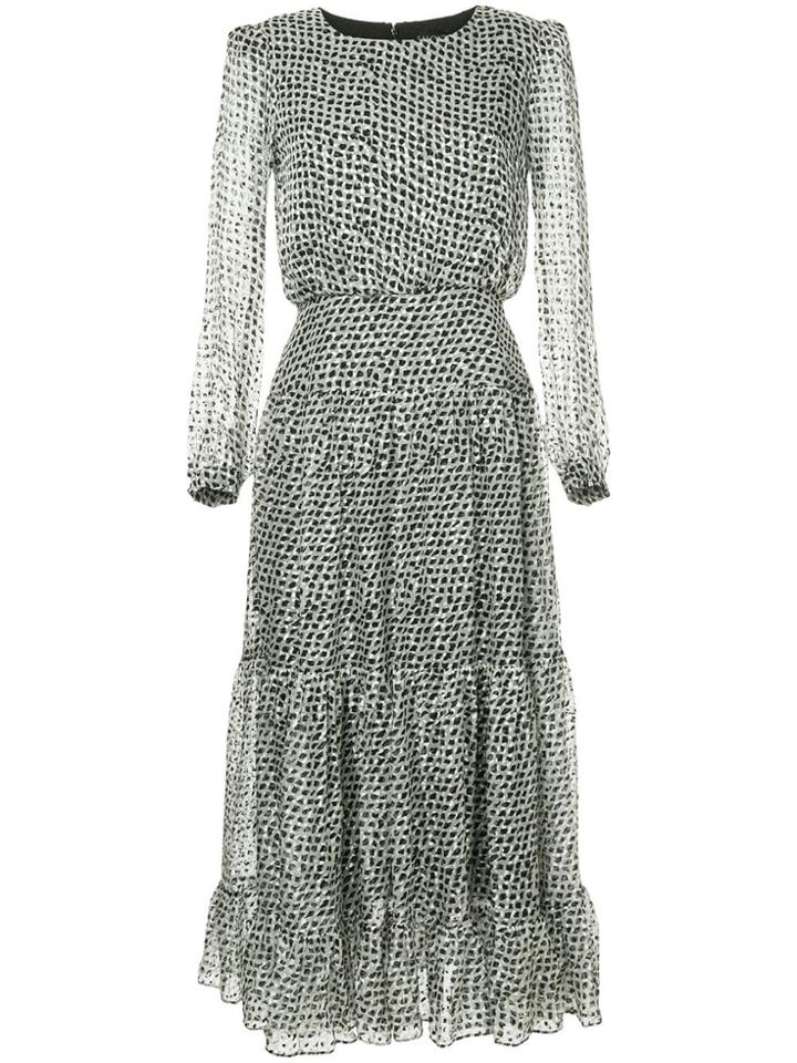 Saloni Long-sleeve Flared Dress - White