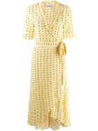 Ganni Ruffled Wrap Dress - Yellow