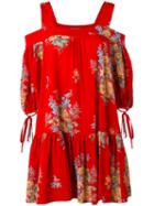Floral-print Mini Dress - Women - Silk - 36, Red, Silk, Alexander Mcqueen