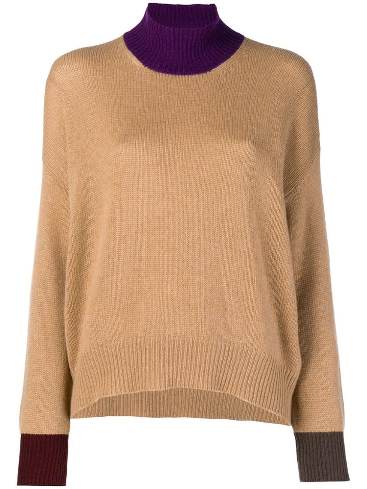 Marni Contrast Trim Knitted Jumper - Brown