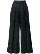 Talbot Runhof Pebbled Wide-leg Trousers - Black