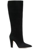 Manolo Blahnik Mid-calf Length Suede Boots - Black