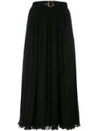 Kenzo Pleated Midi Skirt, Women's, Size: 42, Black, Polyester