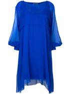 Alberta Ferretti Sheer Balloon Sleeve Mini Dress - Blue