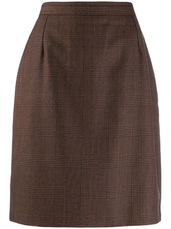 Valentino Pre-owned 1980's Checked Skirt - Brown