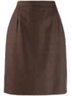 Valentino Pre-owned 1980's Checked Skirt - Brown
