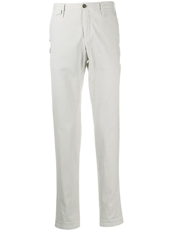 Pt01 Charm-detail Straight-leg Chinos - Grey
