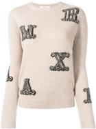 Max Mara Logo Embroidered Sweater - Neutrals