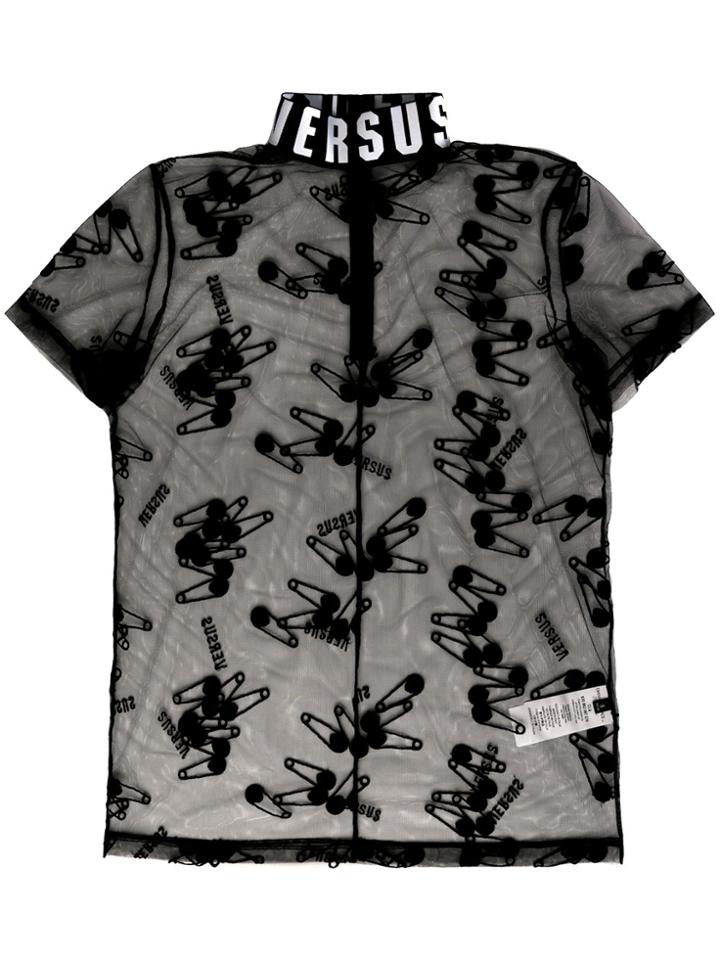 Versus Safety Pin Mesh Top - Black