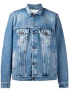 Off-white 'diagonal Spray' Denim Jacket, Men's, Size: Large, Blue, Cotton/polyester