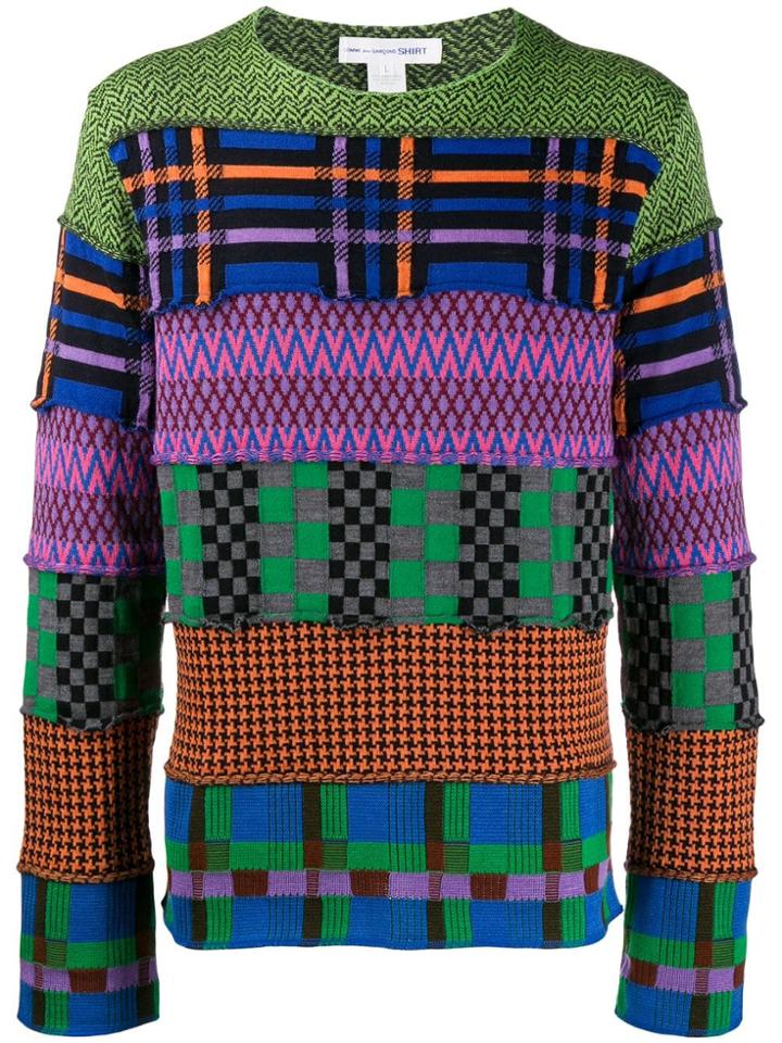 Comme Des Garçons Shirt Colour-block Sweater - Green