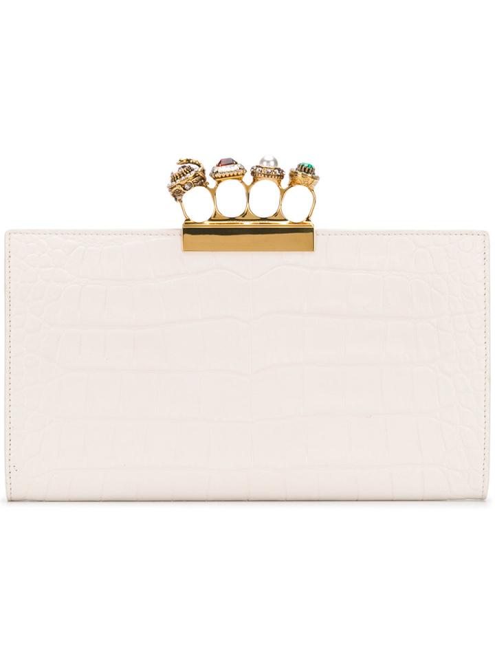 Alexander Mcqueen Four-ring Clutch Bag - Nude & Neutrals