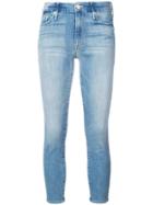 Mother Washed Cropped Jeans - Blue