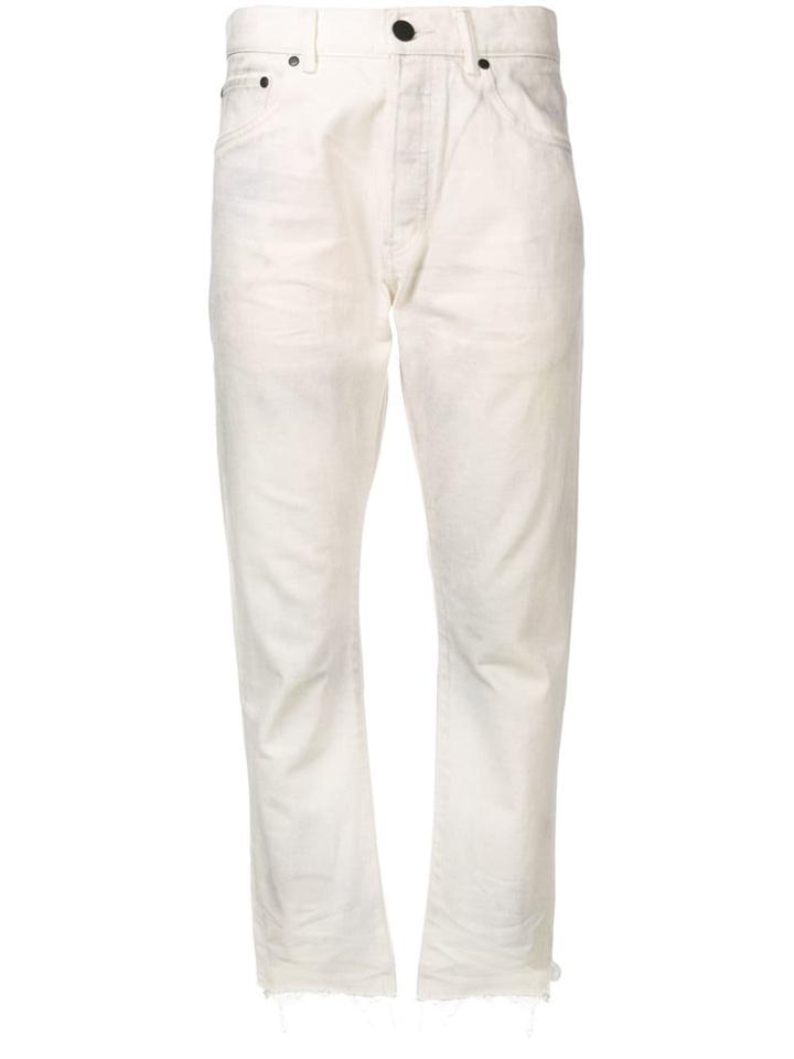 John Elliott Raw Hem Tapered Jeans - White
