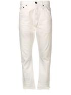 John Elliott Raw Hem Tapered Jeans - White