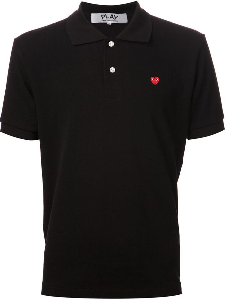 Comme Des Garçons Play Mini Heart Polo Shirt, Men's, Size: L, Black, Cotton