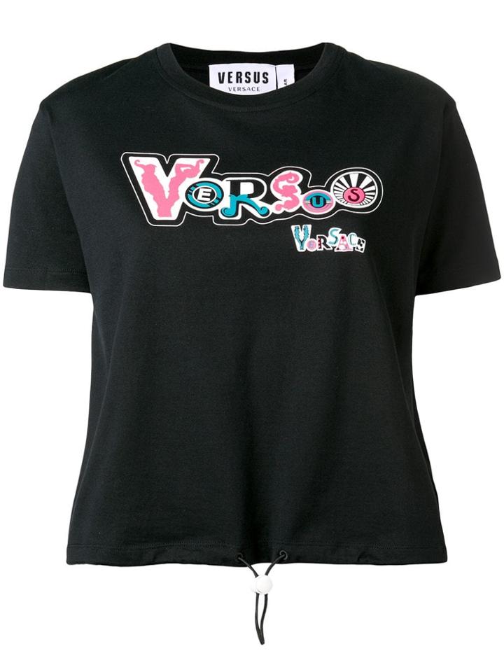 Versus Logo Print Crew Neck T-shirt - Black