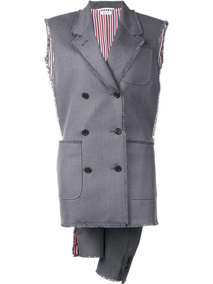 Thom Browne Double Breasted Waistcoat, Women's, Size: 40, Grey, Silk/wool