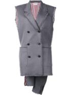 Thom Browne Double Breasted Waistcoat, Women's, Size: 40, Grey, Silk/wool