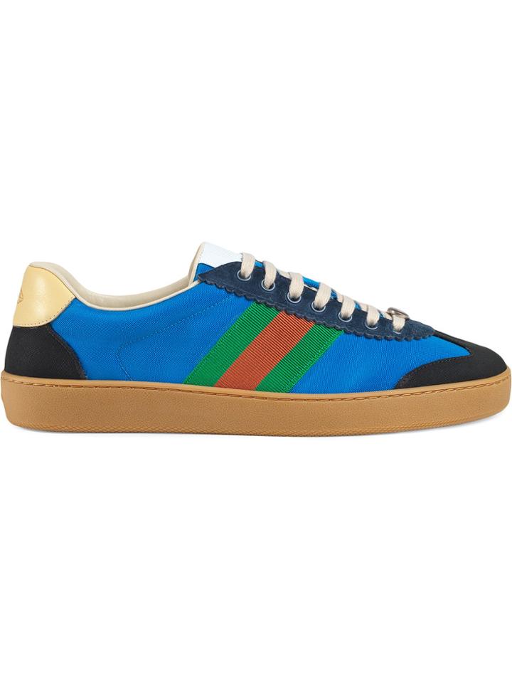 Gucci Nylon And Suede Web Sneaker - Blue