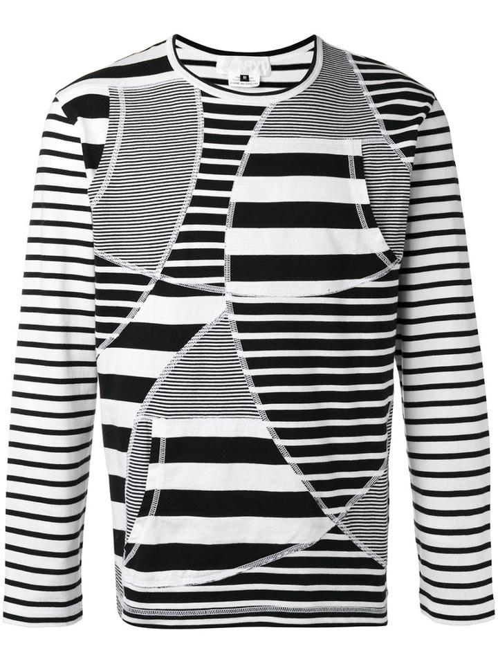 Ganryu Comme Des Garcons Striped Sweatshirt, Men's, Size: Large, Black, Cotton