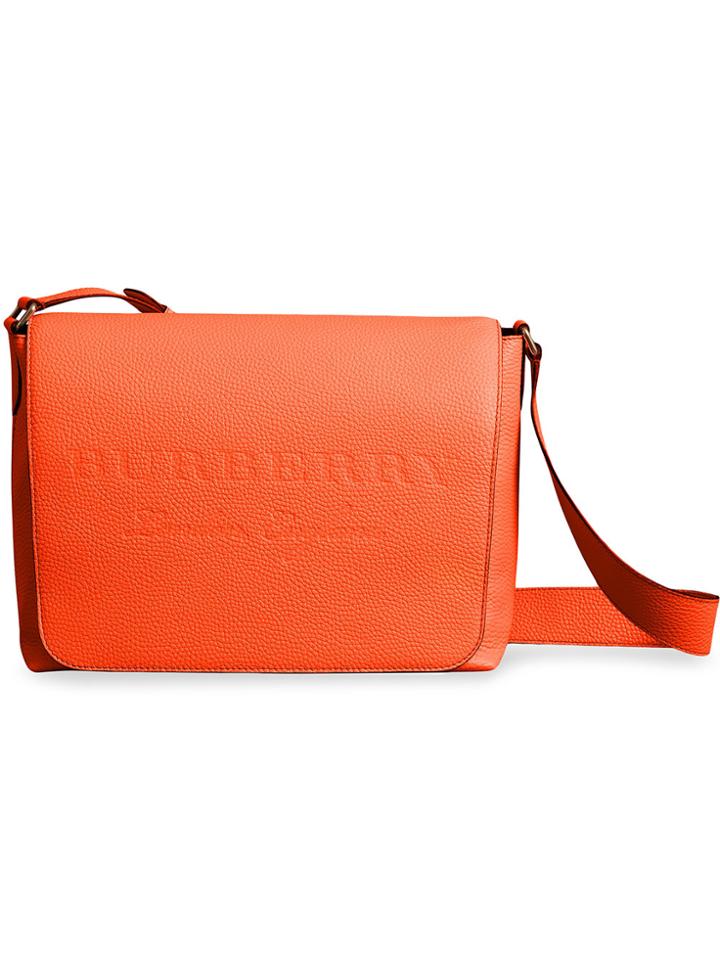 Burberry Large Embossed Leather Messenger Bag - Yellow & Orange