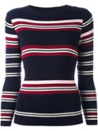 Chinti And Parker Rib Striped Sweater, Women's, Size: Xs, Blue, Merino