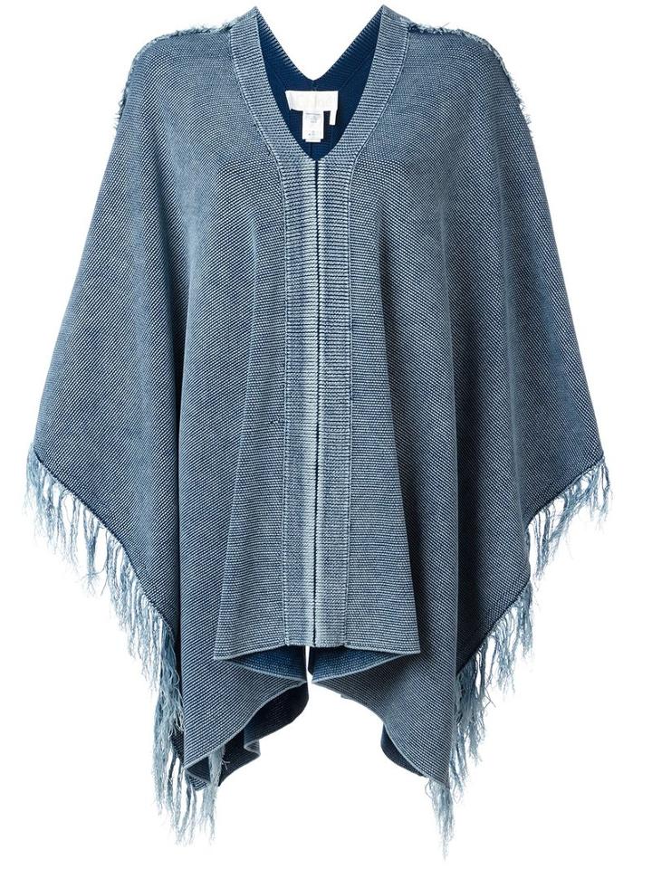 Chloé Tassel Edge Cape, Women's, Size: Small, Blue, Cotton