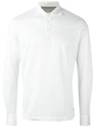Eleventy Long-sleeve Polo Shirt, Men's, Size: Large, White, Cotton