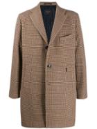 Paltò Houndstooth Single-breasted Coat - Brown