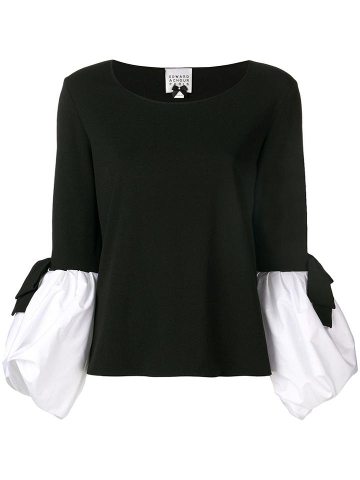 Edward Achour Paris Flared Sleeve Blouse - Black