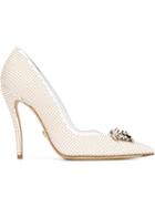 Versace Palazzo Medusa Pumps, Women's, Size: 36, White, Leather/metal Other