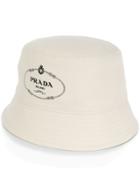 Prada Logo Print Bucket Hat - White