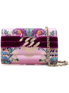 Casadei Chunky Chain Jacquard Clutch - Pink & Purple