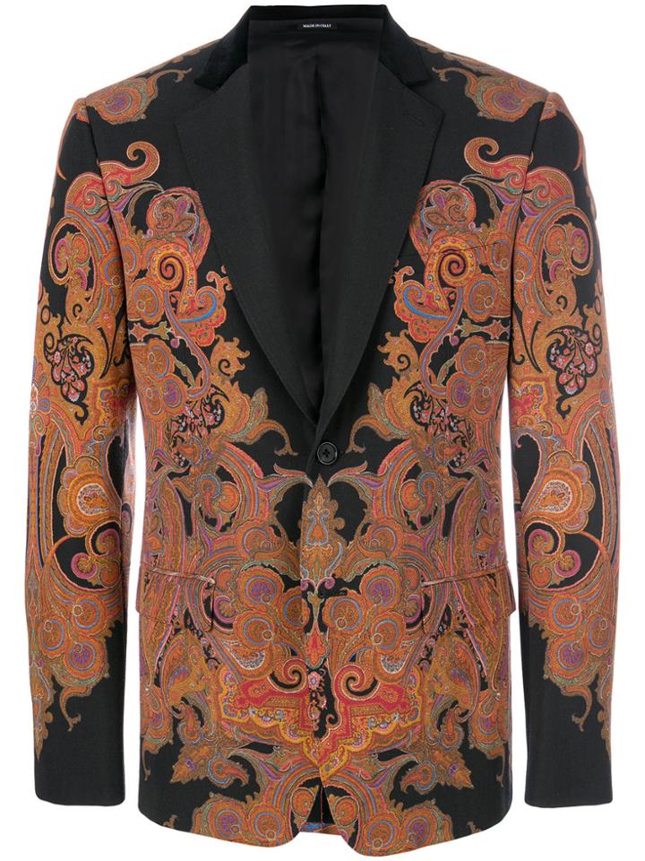 Alexander Mcqueen Engineered Paisley Blazer - Black