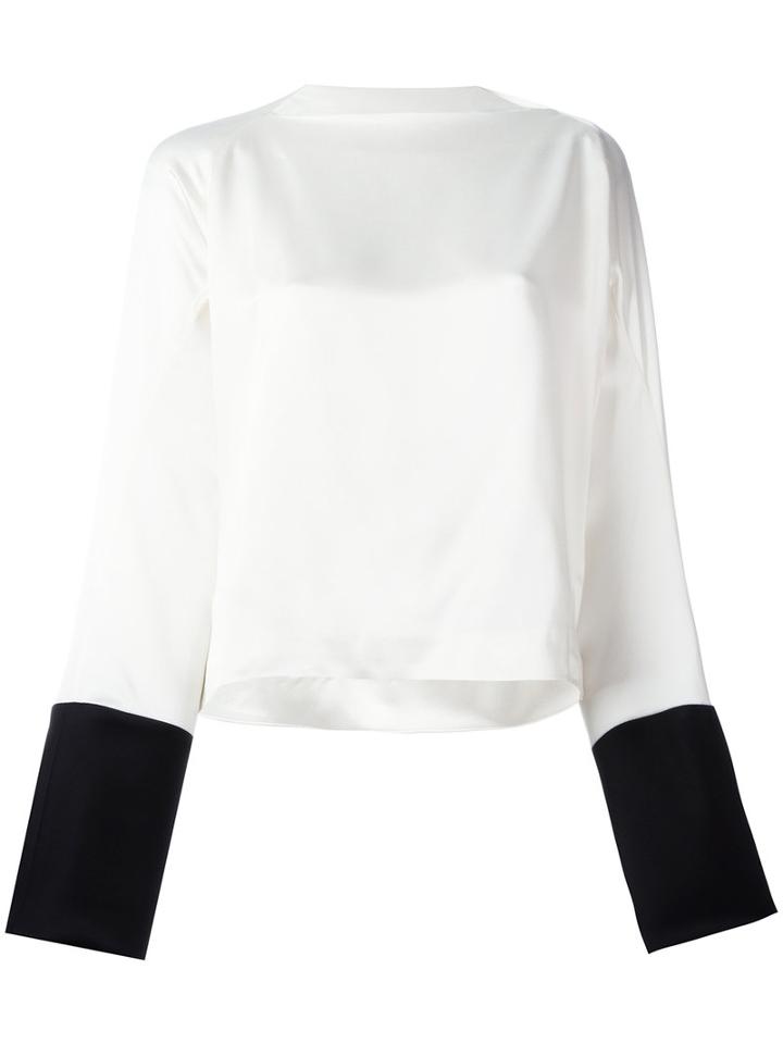 Haider Ackermann Boat Neck Bicolour Blouse, Women's, Size: 38, White, Acetate/rayon