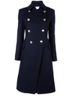 Pierre Balmain Double Breasted Coat, Women's, Size: 46, Blue, Nylon/rayon/viscose/wool