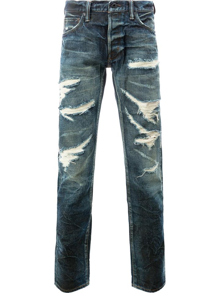 Mastercraft Union Tapered Distressed Jeans - Blue