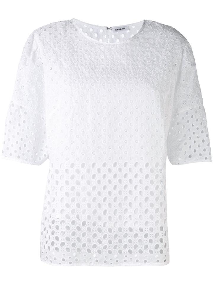P.a.r.o.s.h. - Open Embroidery T-shirt - Women - Cotton - Xs, White, Cotton