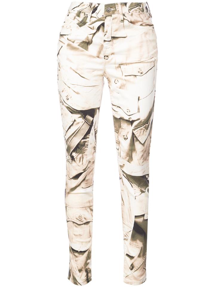 Nicole Miller Printed Skinny Trousers - White