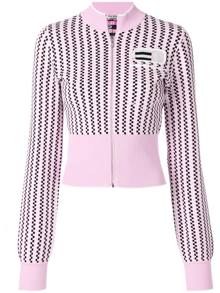 Miu Miu Damier Knit Jacket - Pink & Purple