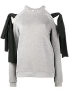 Msgm Cold Shoulder Sweatshirt, Size: Small, Grey, Cotton/viscose